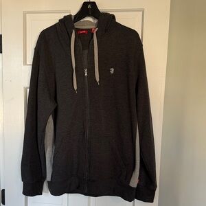Izod Men's Charcoal and Light Gray Zip-Up Hoodie size XL
